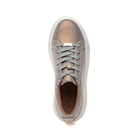 NWT J/SLIDES WEST Bronze Metallic Suede Sneaker - Picture 5 of 15